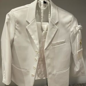 Boys First Communion Confirmation Baptism White Suit Jacket Set Size 10